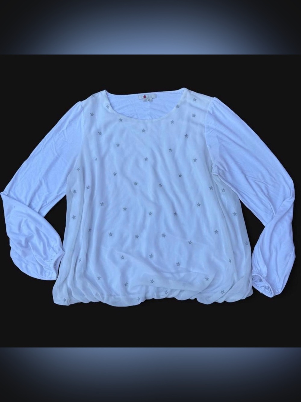 Boden White & Silver Blouse with Stars Coquette Cottagecore Size 14